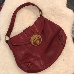 Elliott Lucca Red Leather Sling Hobo Bag Braided